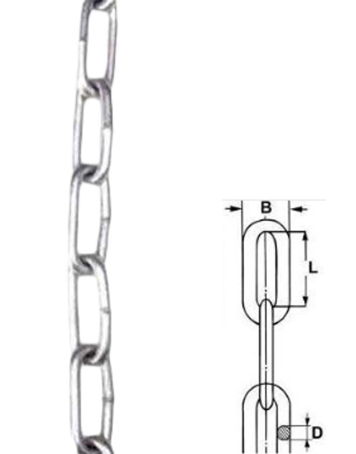 10x65mm Langleddet Varmgalv. Kæde, 30 Meter. - Din763