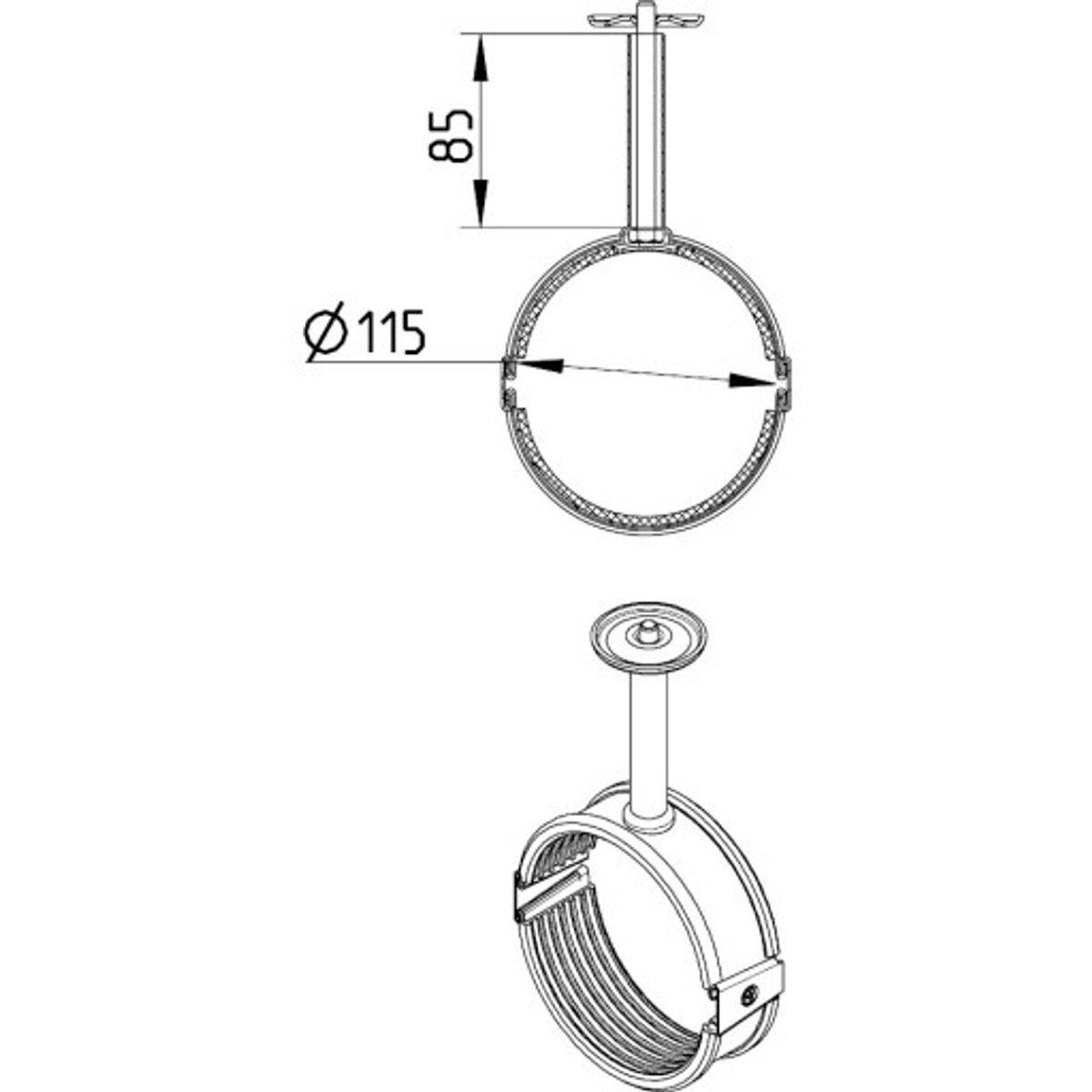 110 mm Rørbærer med TPE gummi rustfri AISI304/EN1.4301 Blücher