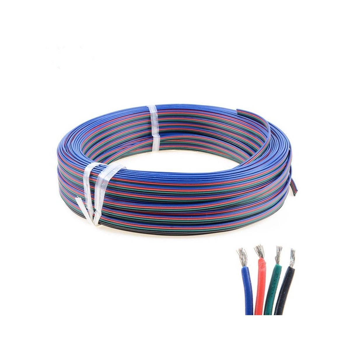 12-24V RGB kabel - 4 x 0,5 mm ², metervare, min. 5 meter