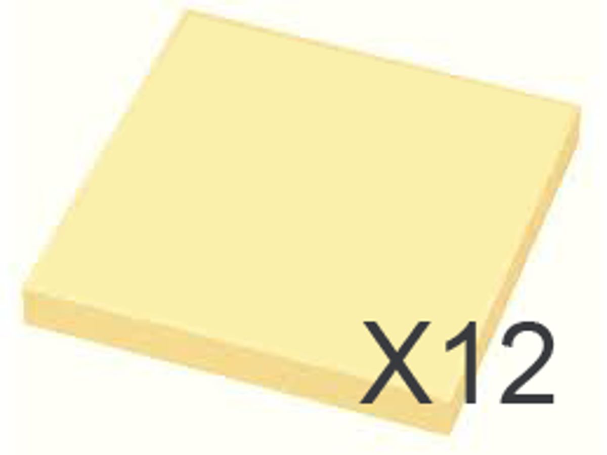 12 x Gul "post-it" 75 x 75 mm