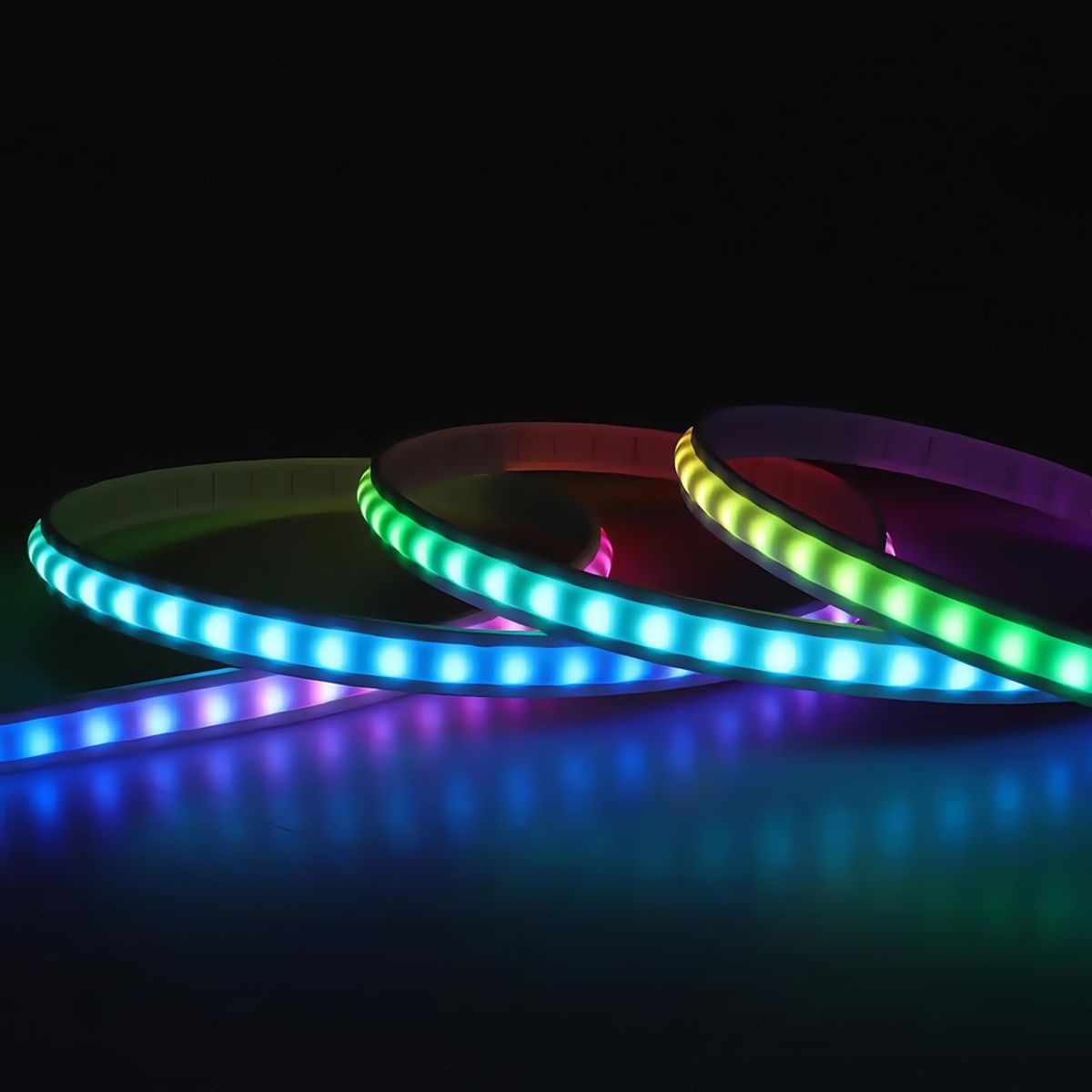 12W/m 8x12 RGBIC LED strip - 5m, IP67, 90 LED pr. meter, 230V