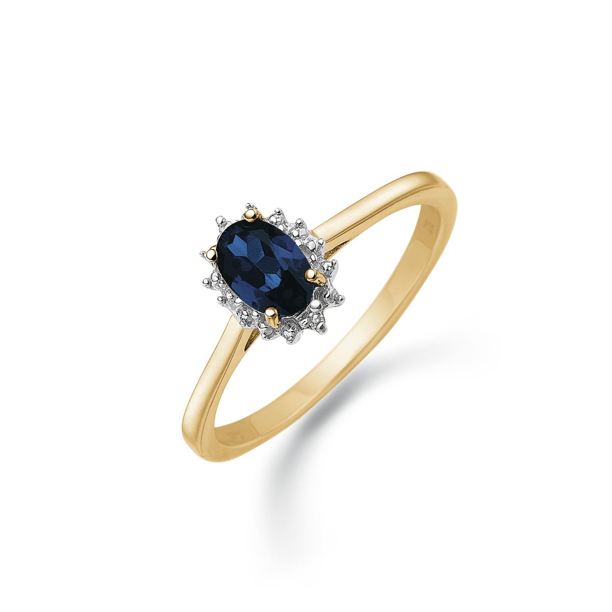 14 Karat Guld Ring fra Støvring Design med Safir og Brillanter 0,007 Carat W/PK