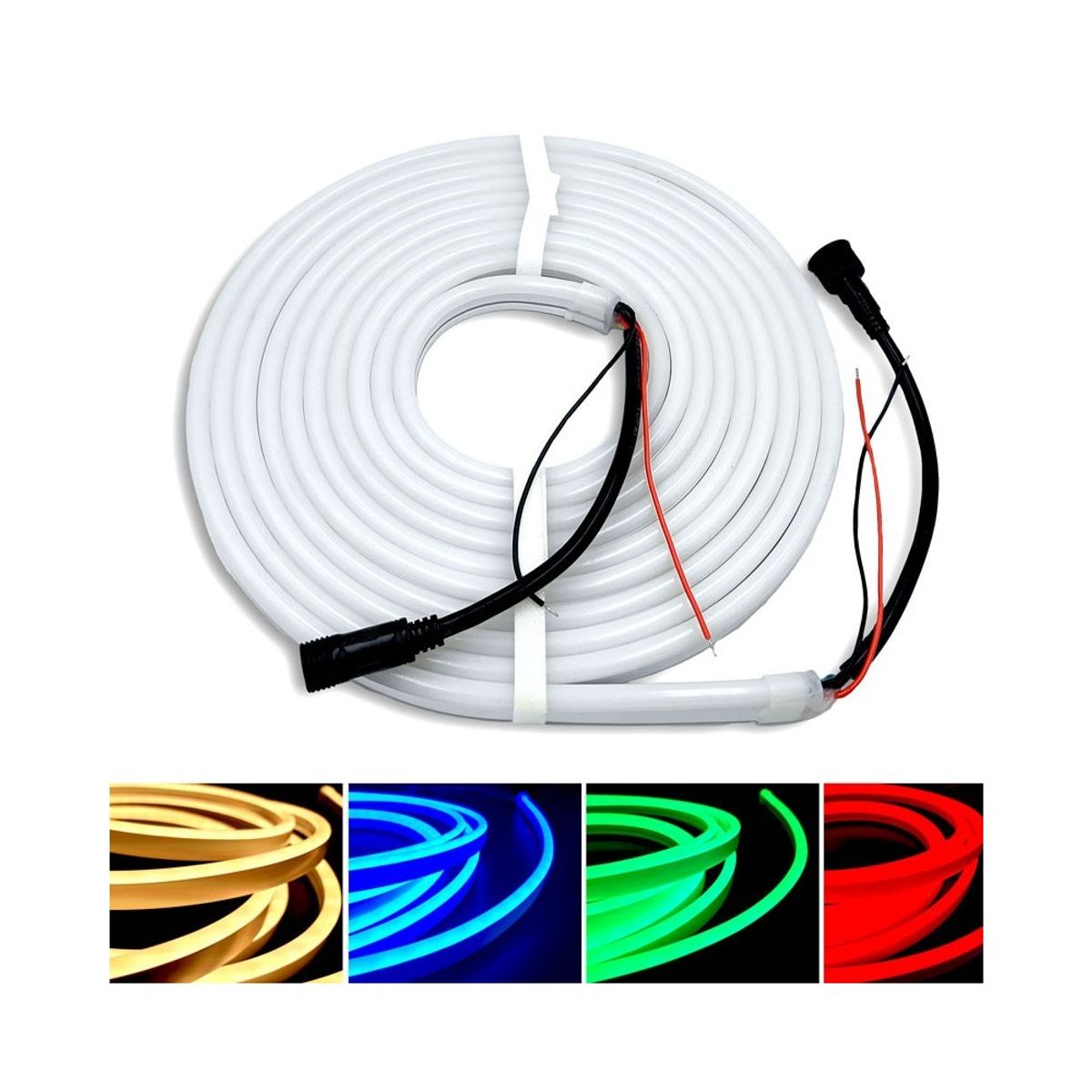 16W/m RGB+WW Neon flex strip - 10m/ kan deles for hver 10cm, IP65, 72 LED pr. meter, 24V