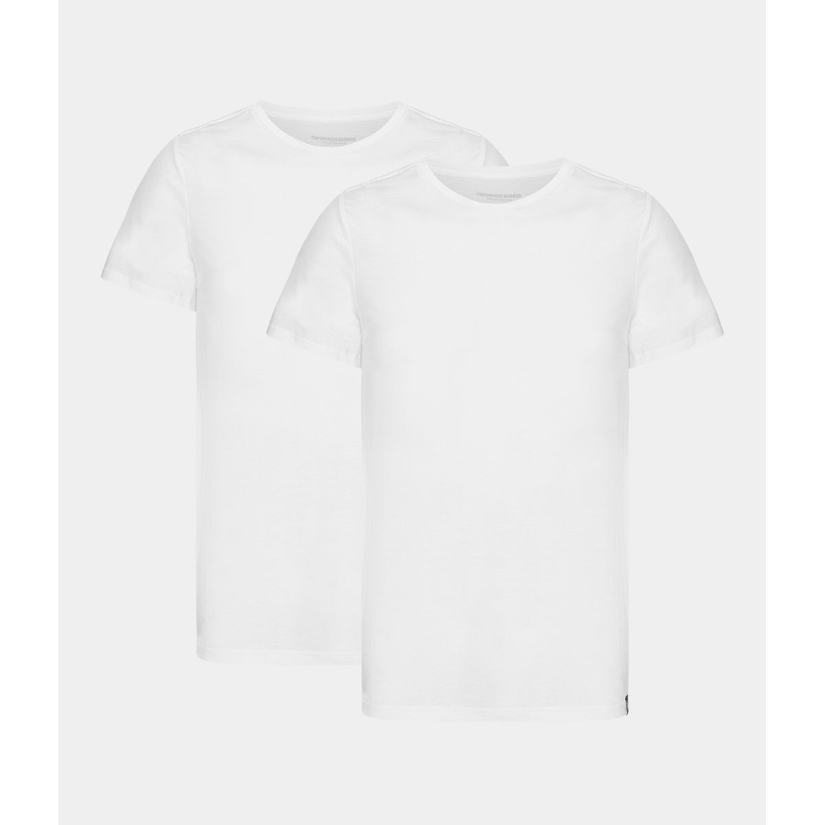 2 hvide bambus slim fit T-shirt med rund hals fra Copenhagen Bamboo, L