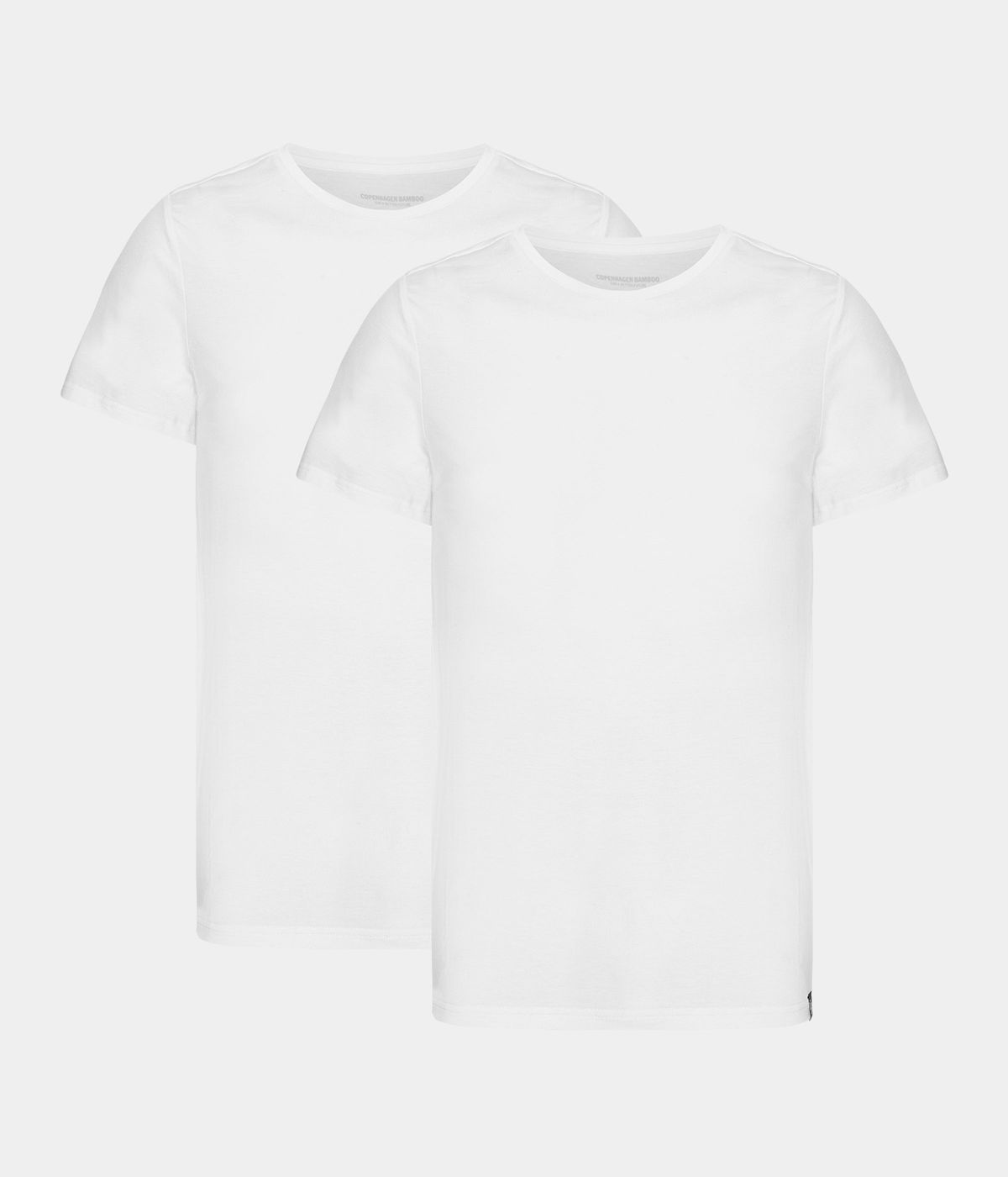 2 hvide bambus slim fit T-shirt med rund hals fra Copenhagen Bamboo, S