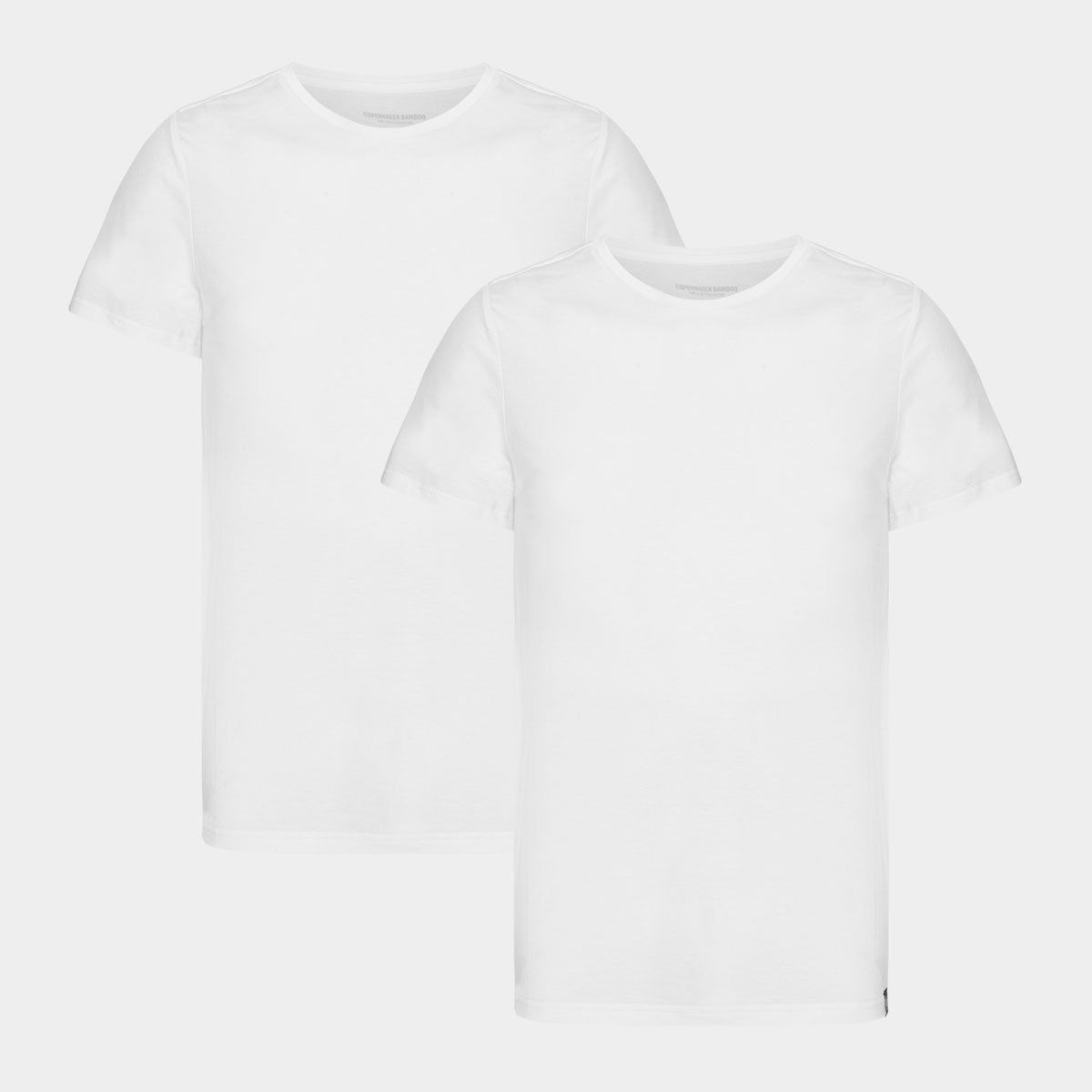 2 hvide bambus slim fit T-shirt med rund hals fra Copenhagen Bamboo, XXL