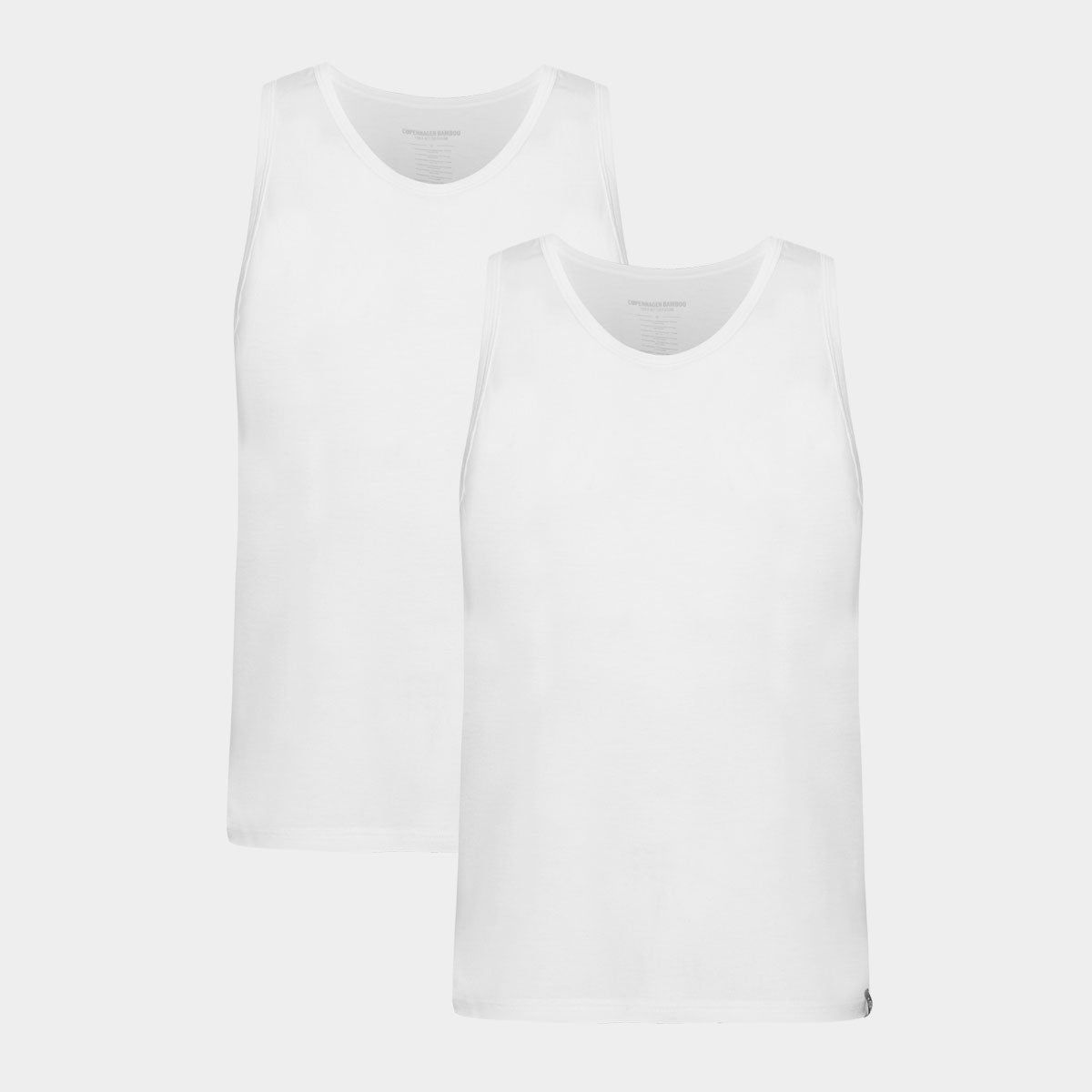 2 hvide bambus tank tops fra Copenhagen Bamboo, L