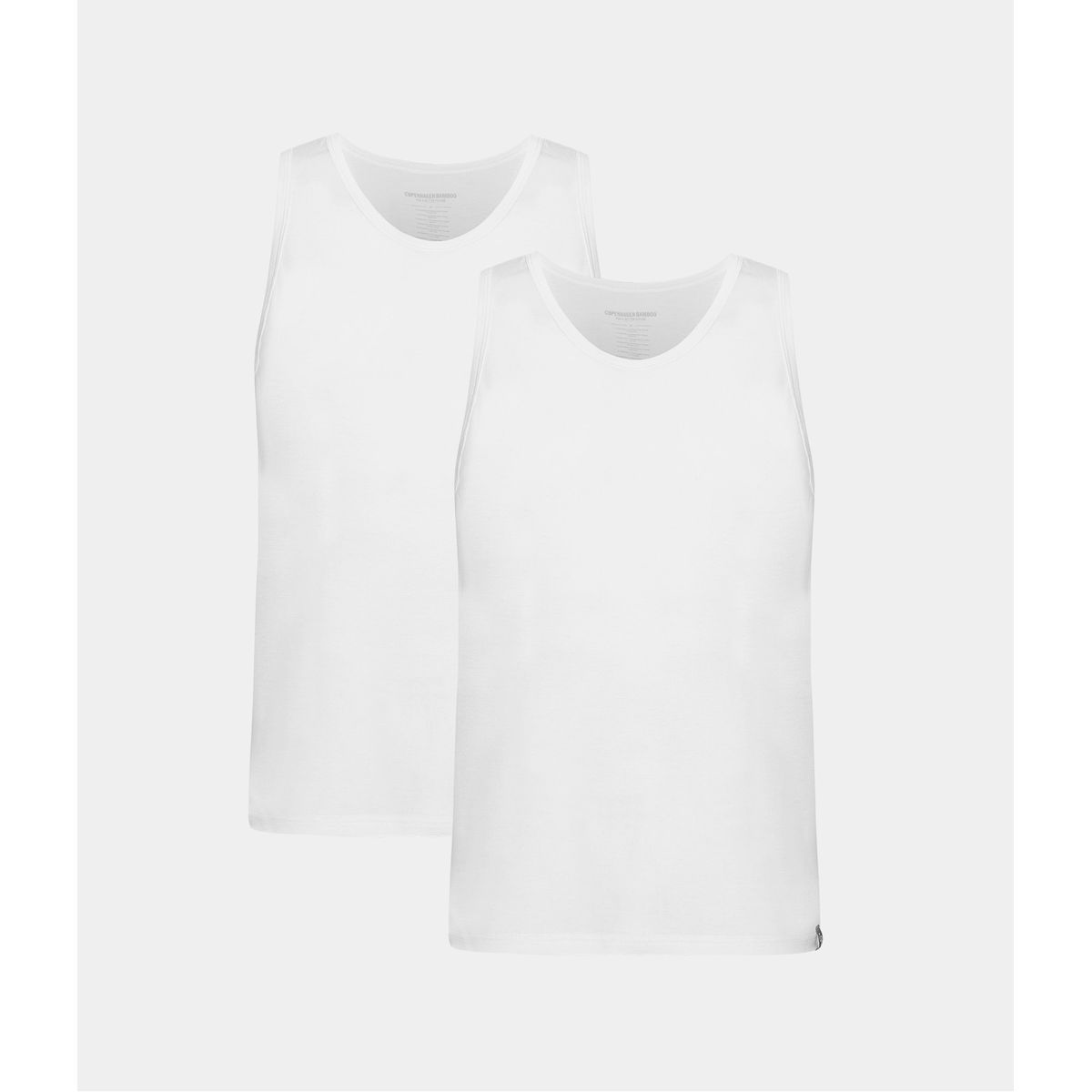 2 hvide bambus tank tops fra Copenhagen Bamboo, L