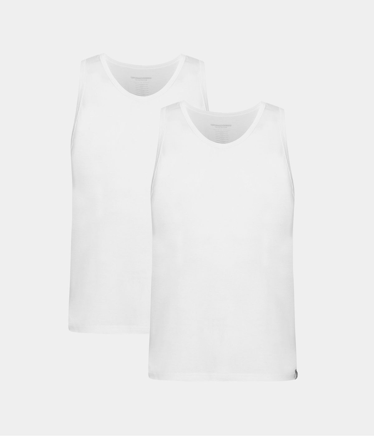 2 hvide bambus tank tops fra Copenhagen Bamboo, M