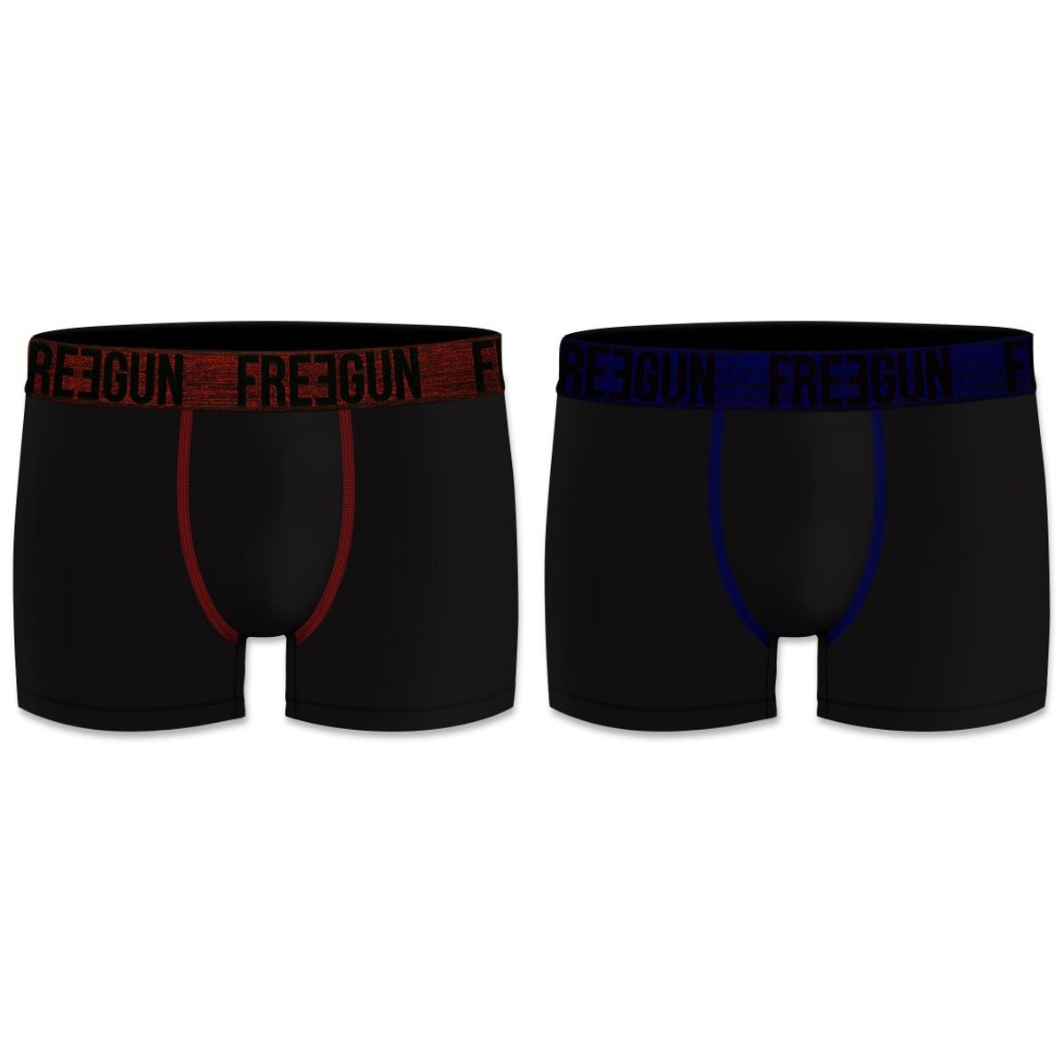 2-pack Microfiber Boxershorts - Sort/Blå og Sort/Rød - Freegun