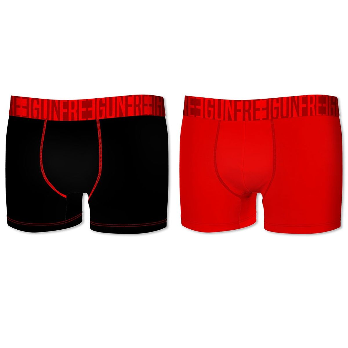 2-pack Microfiber Boxershorts - Sort og Rød - Freegun