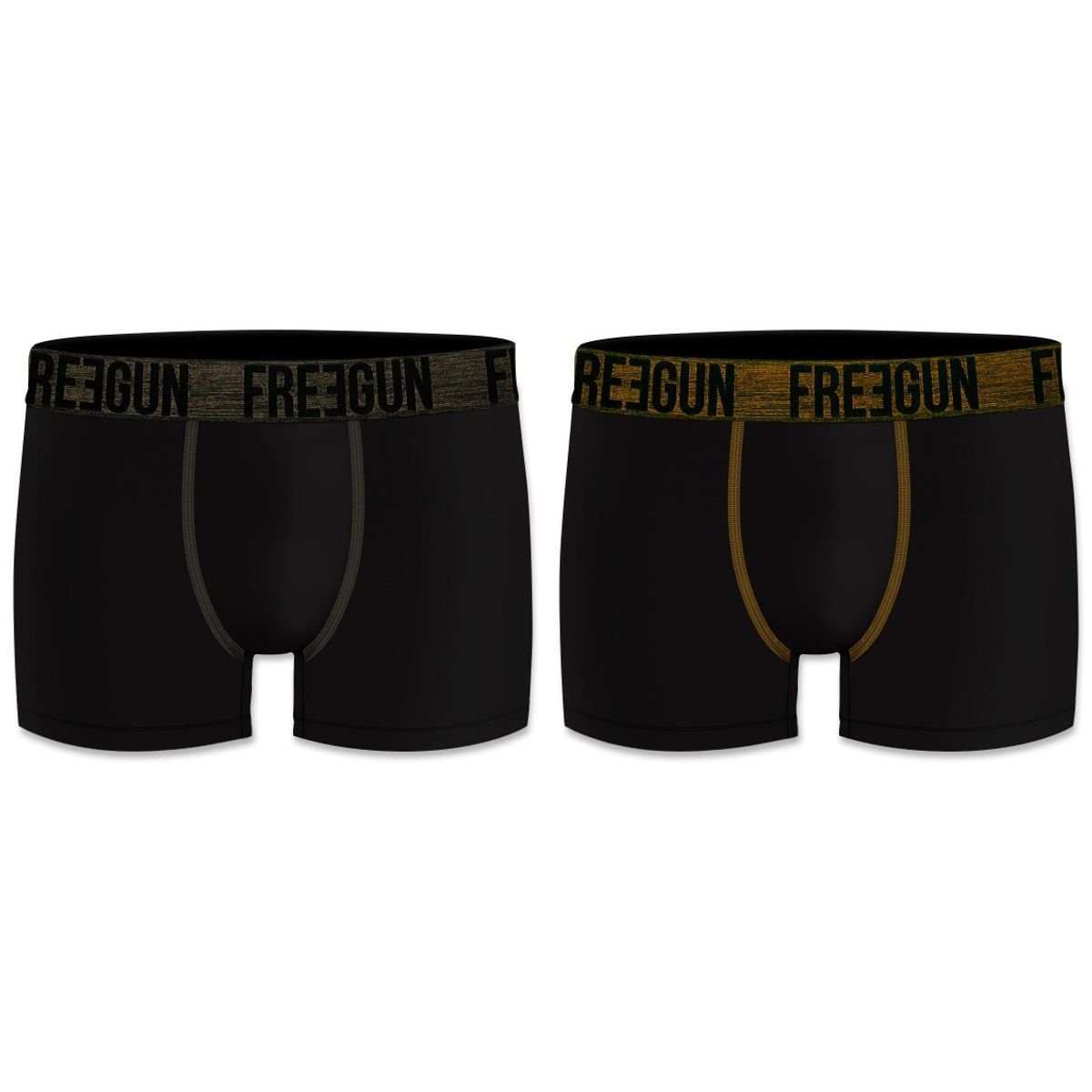 2-pack Microfiber Boxershorts - Sort/Sølv og Sort/Guld - Freegun