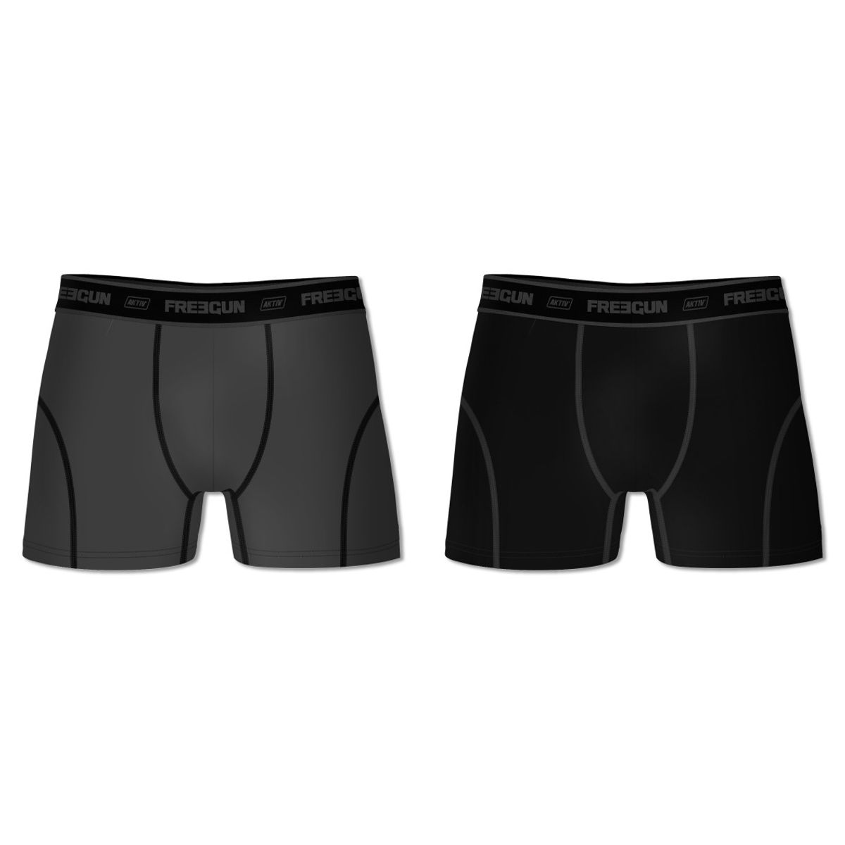 2-pack Sports Boxershorts i Microfiber - Grå-Sort - Freegun