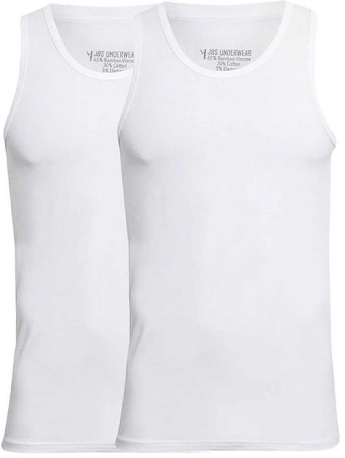 2-Pak JBS bambus tank-top (singlet), hvid, str. 2XL