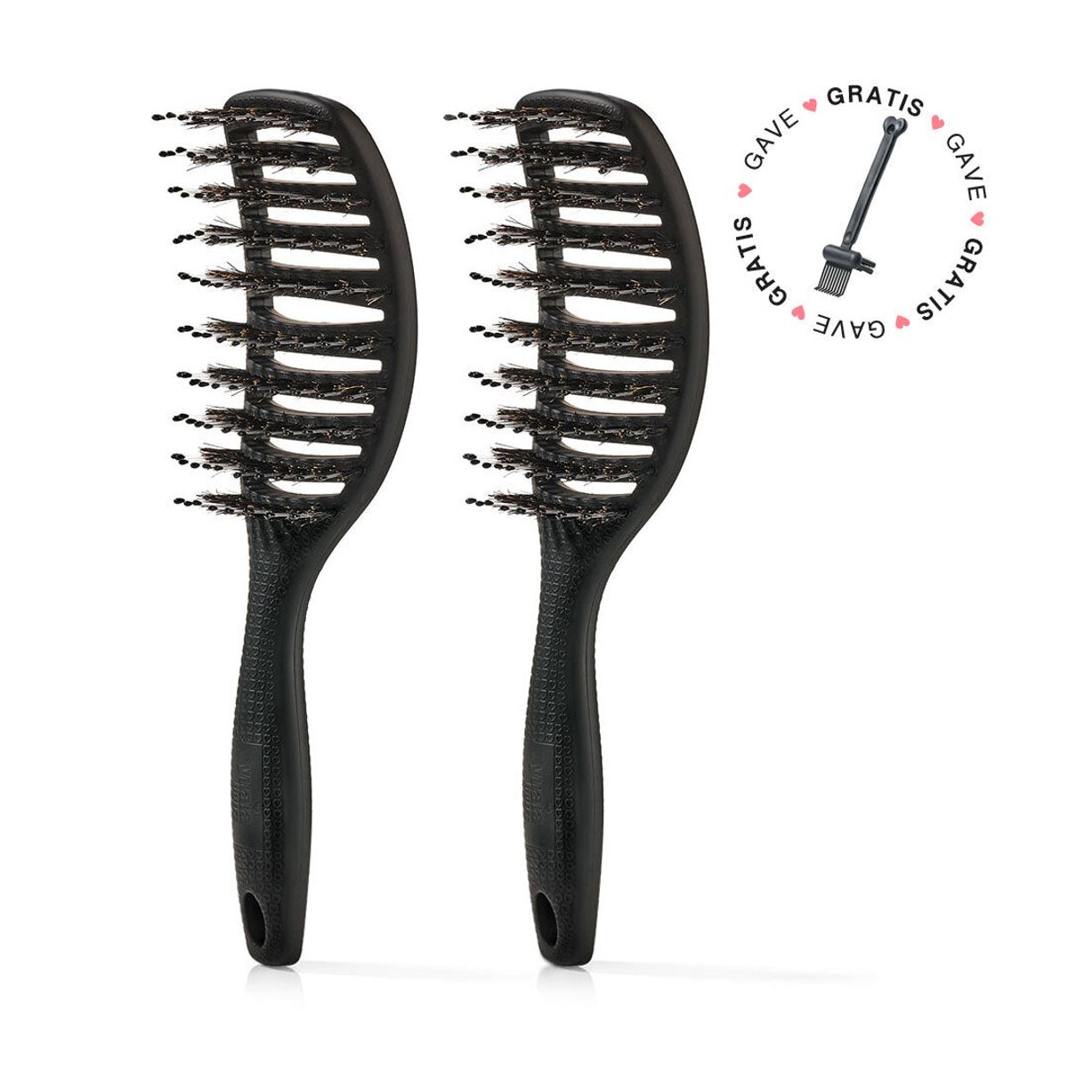 2 stk Curvy Brush med gratis gave - 2 stk Soft Black (Spar 24%) + Gratis Cleaning Brush