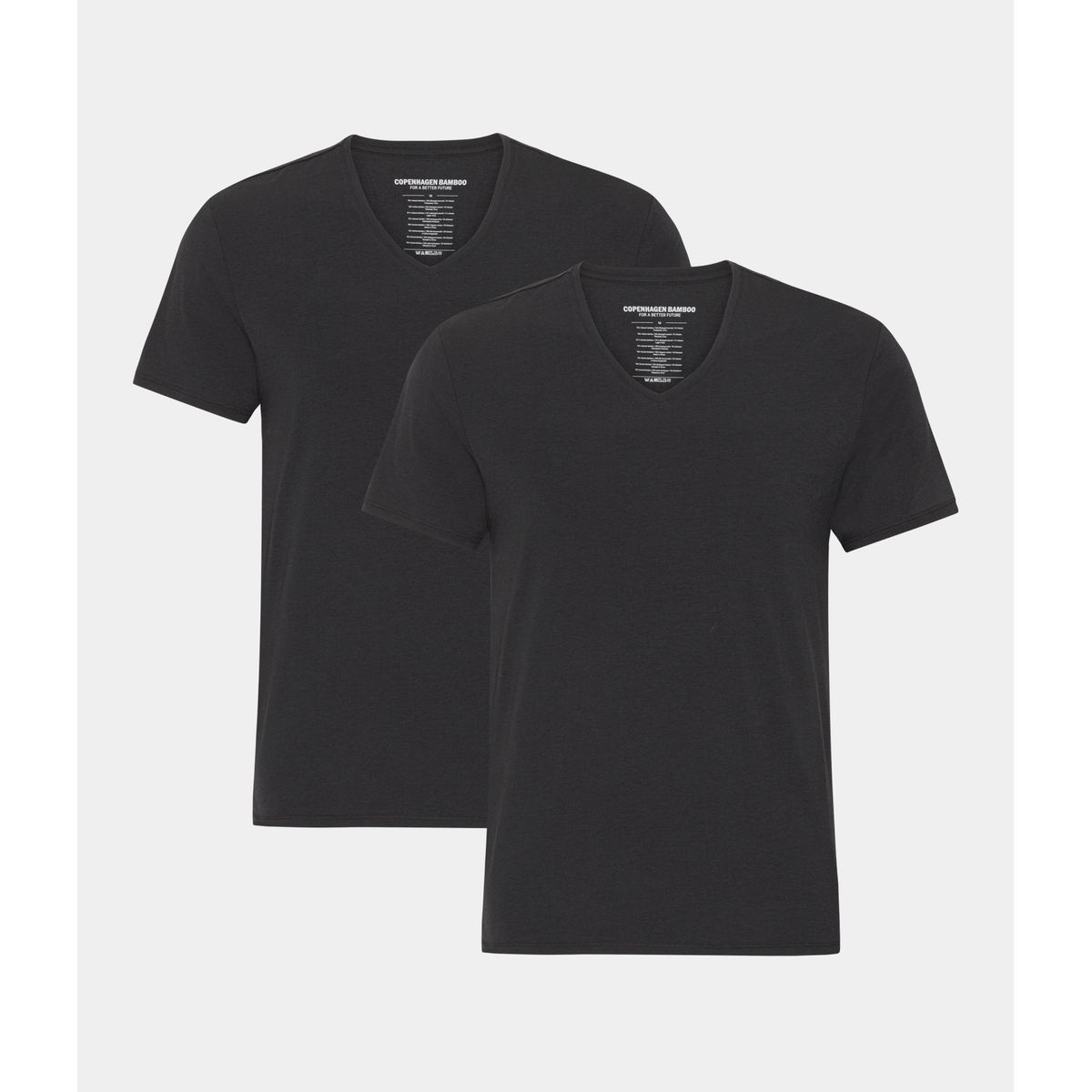 2 stk sorte bambus slim fit T-shirt med v-hals til mænd fra Copenhagen Bamboo, L