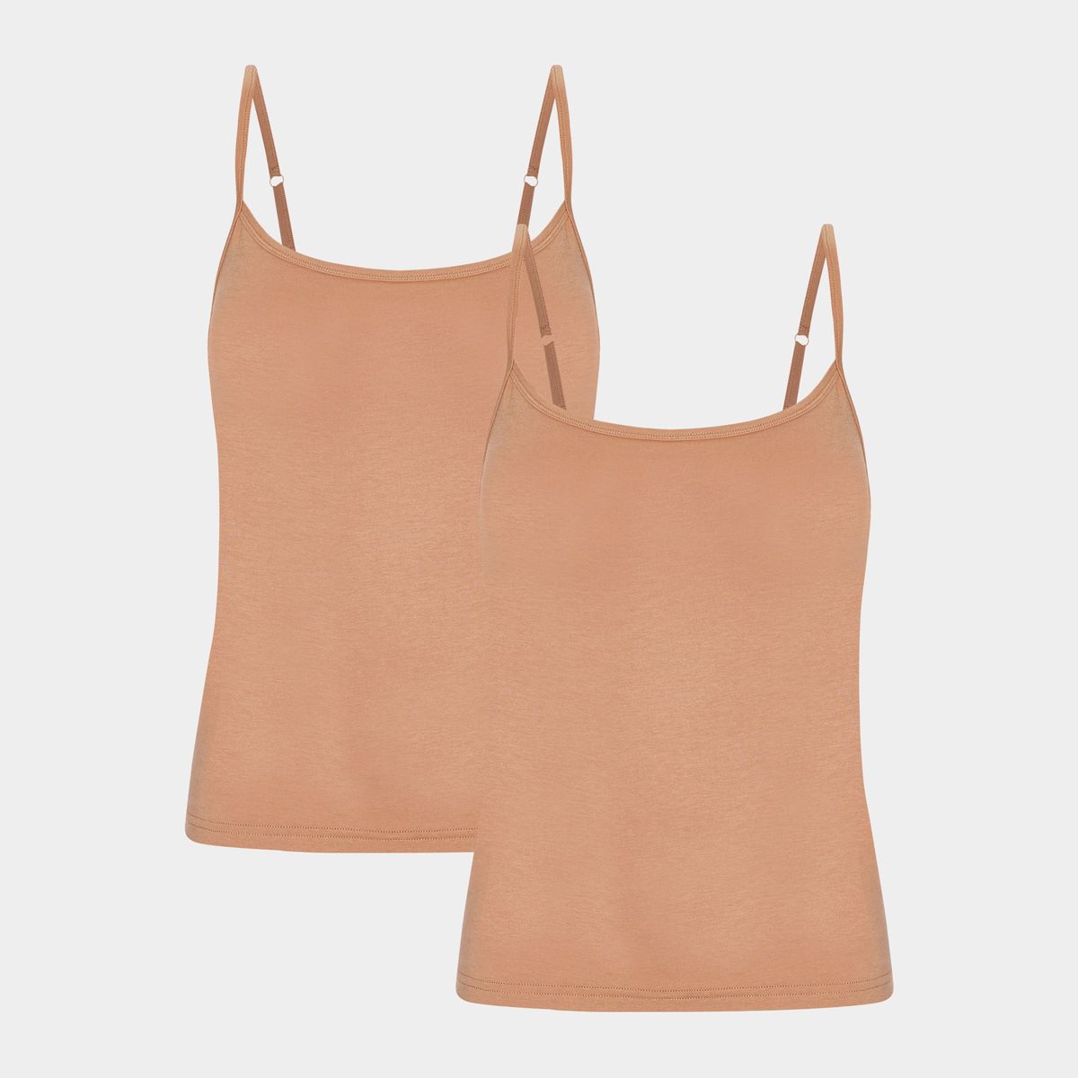 2 stk tan bambus top med tynde stropper fra Copenhagen Bamboo, L