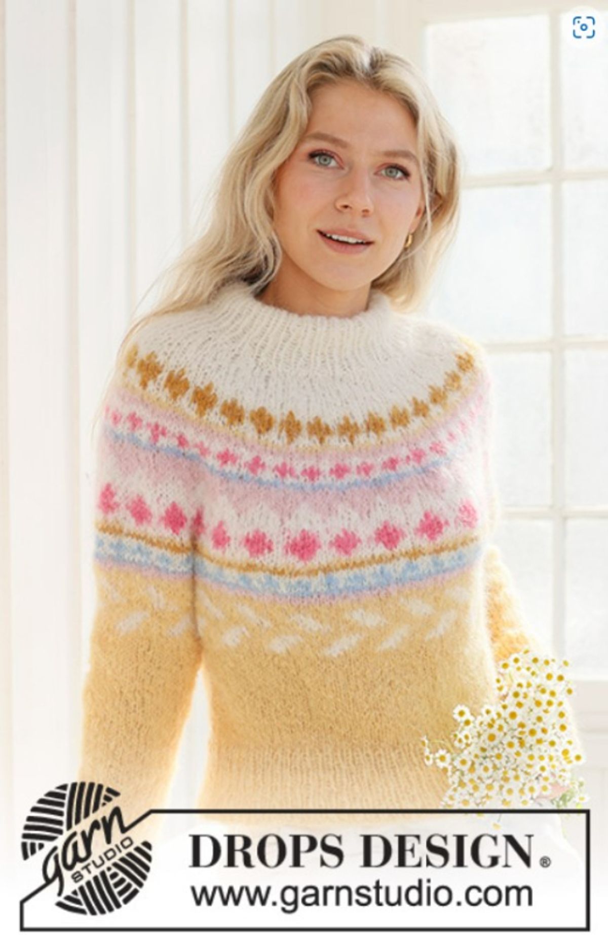 231-55 Lemon Meringue Sweater by DROPS Design, fra Viking