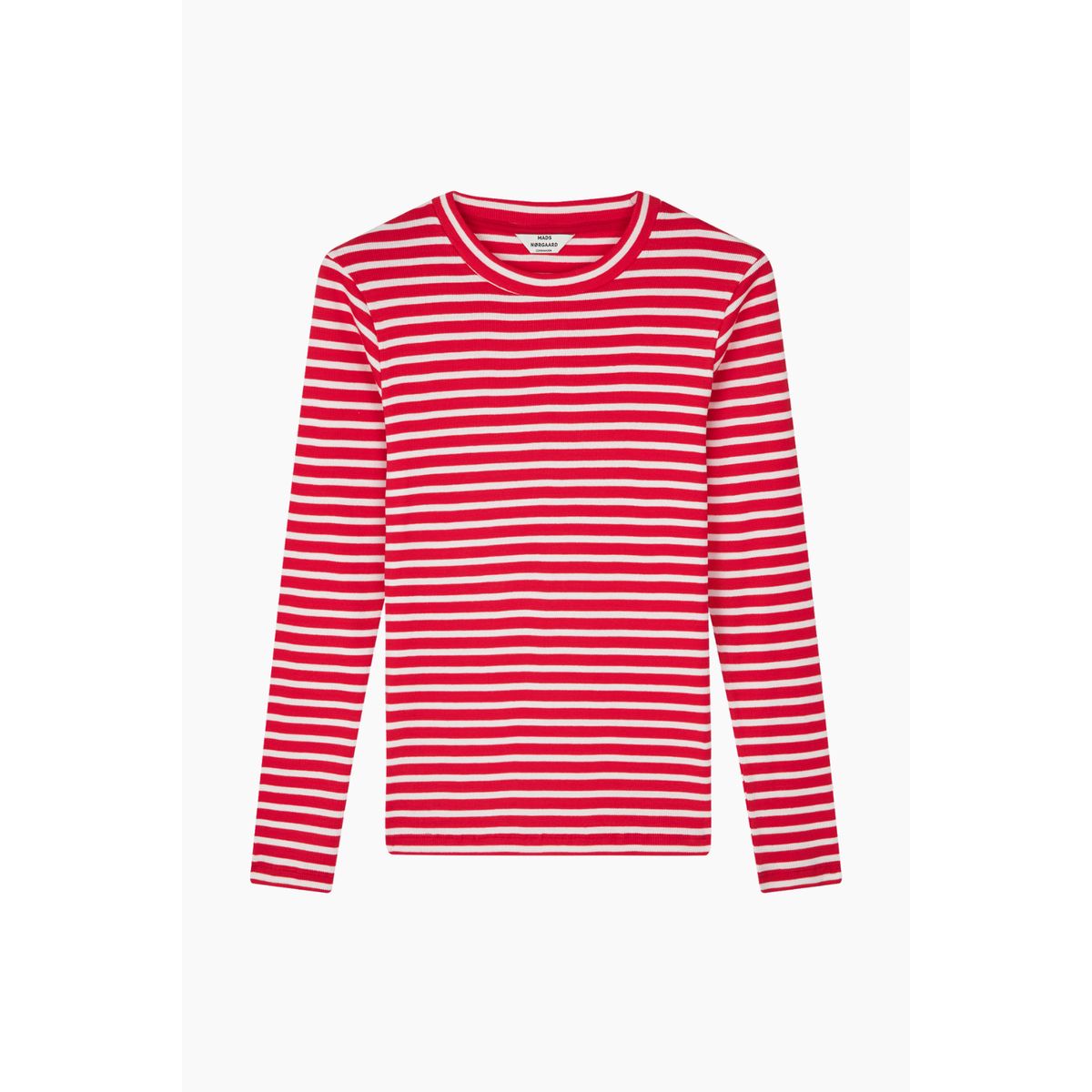 2x2 Cotton Stripe Tuba Tee LS - High Risk Red/White Alyssum - Mads Nørgaard - Stribet L