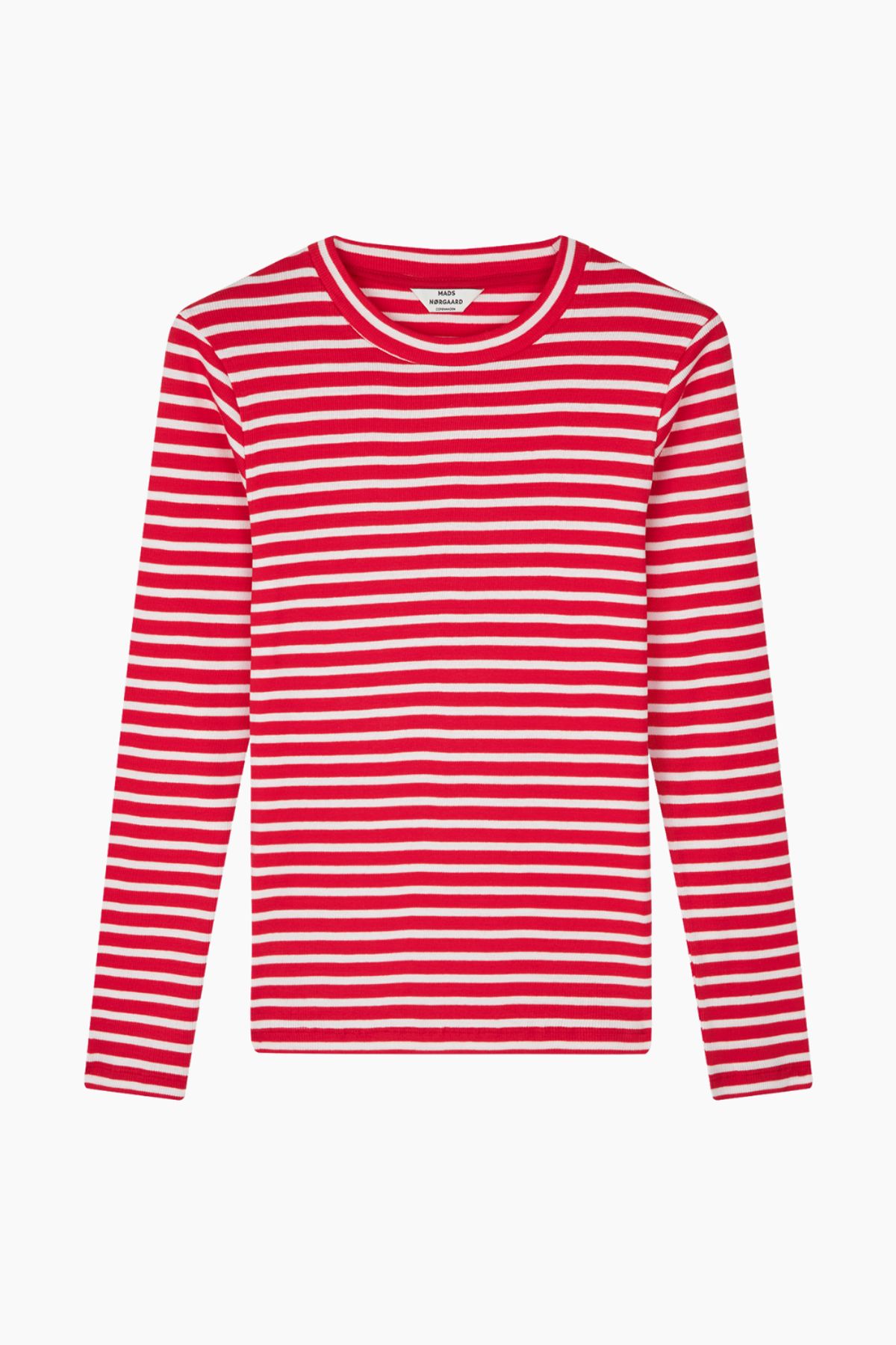 2x2 Cotton Stripe Tuba Tee LS - High Risk Red/White Alyssum - Mads Nørgaard - Stribet S