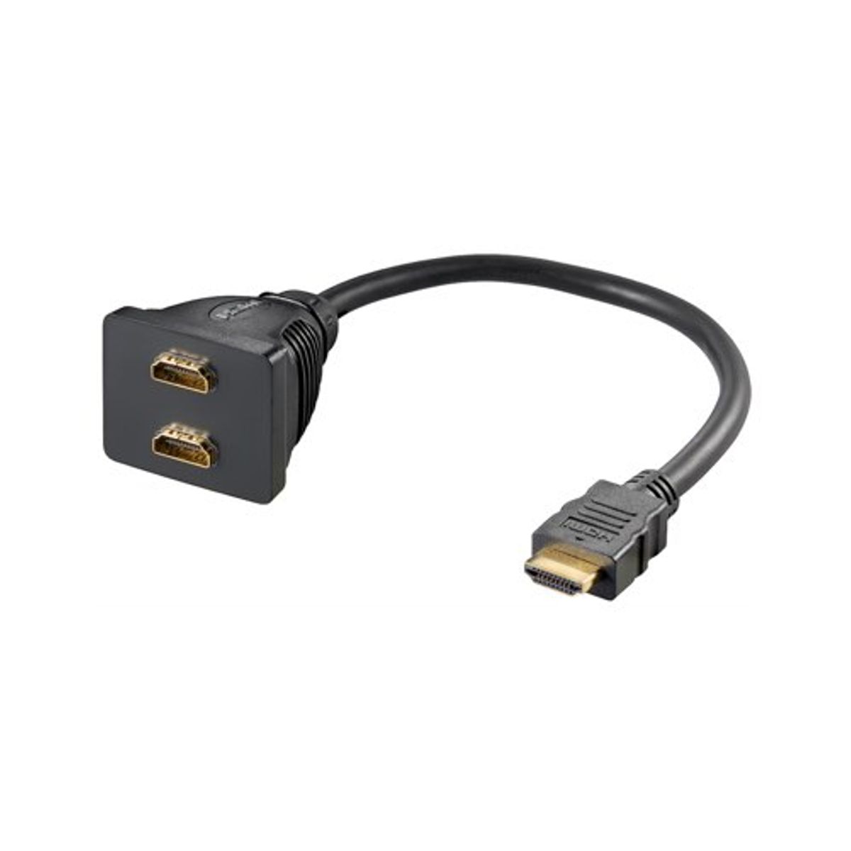 2xHDMI til HDMI adapter (2xhun/han) (1080p@30Hz) (Sort) - 0,1 m - Goobay