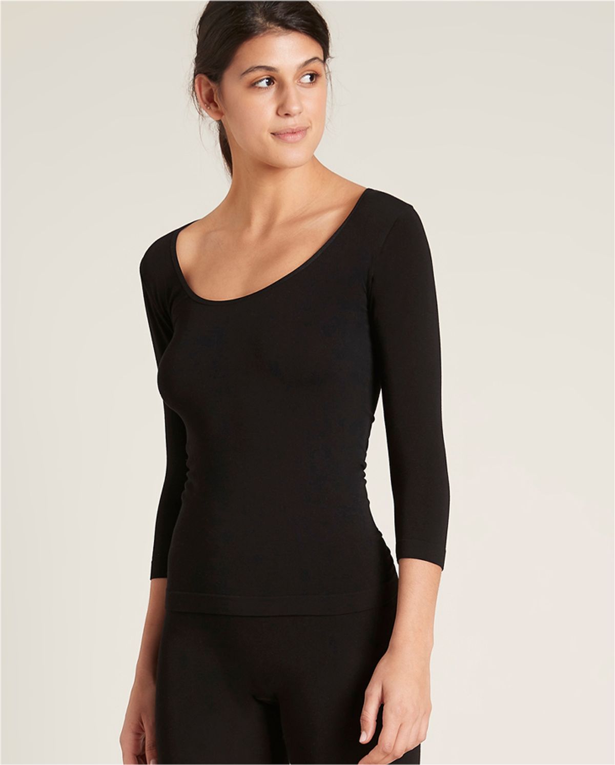 3/4 ærmet bambus bluse | Sort - Black / S