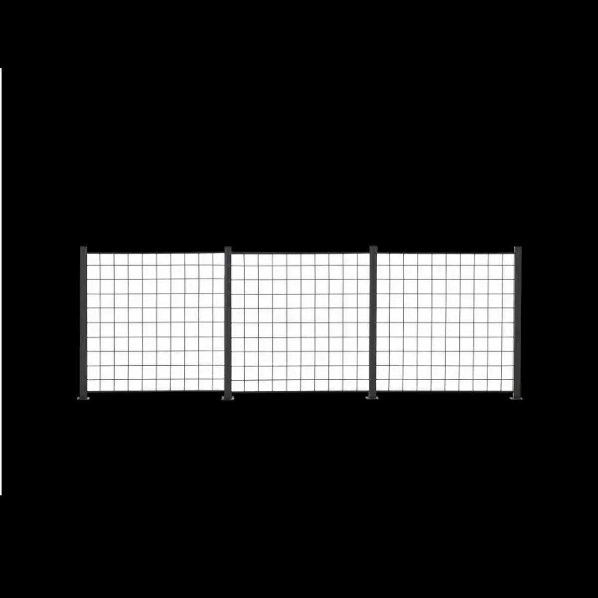 3 fag espalie sort 100x100 cm inkl. 4 alu stolper 108 cm - 116-092