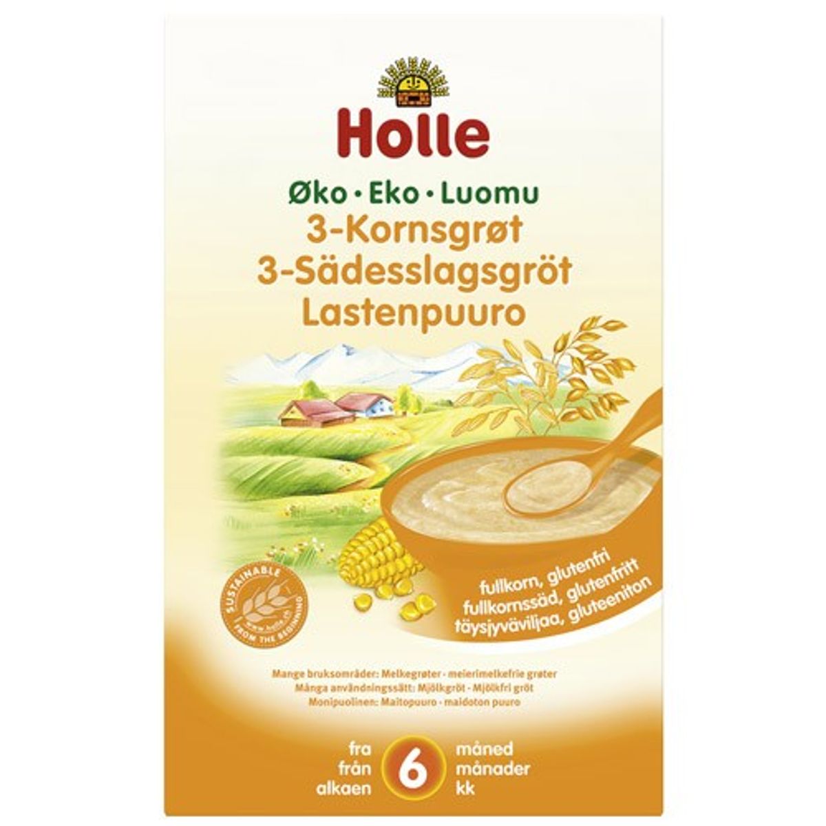 3-Kornsgrød Ø demeter - 250 gr - Holle