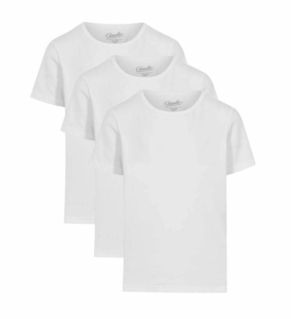 3-pak Claudio t-shirts til drenge, hvid, str. 11-12 år