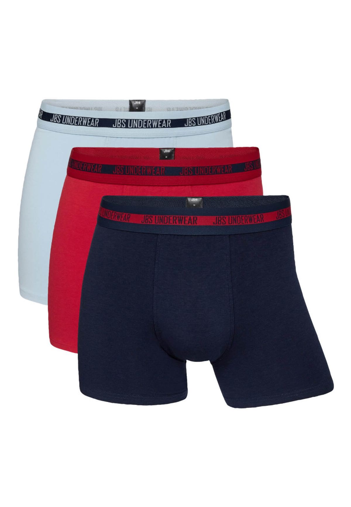 3-pak JBS bambus boxershorts, Navy, rød, lys blå str. 2XL