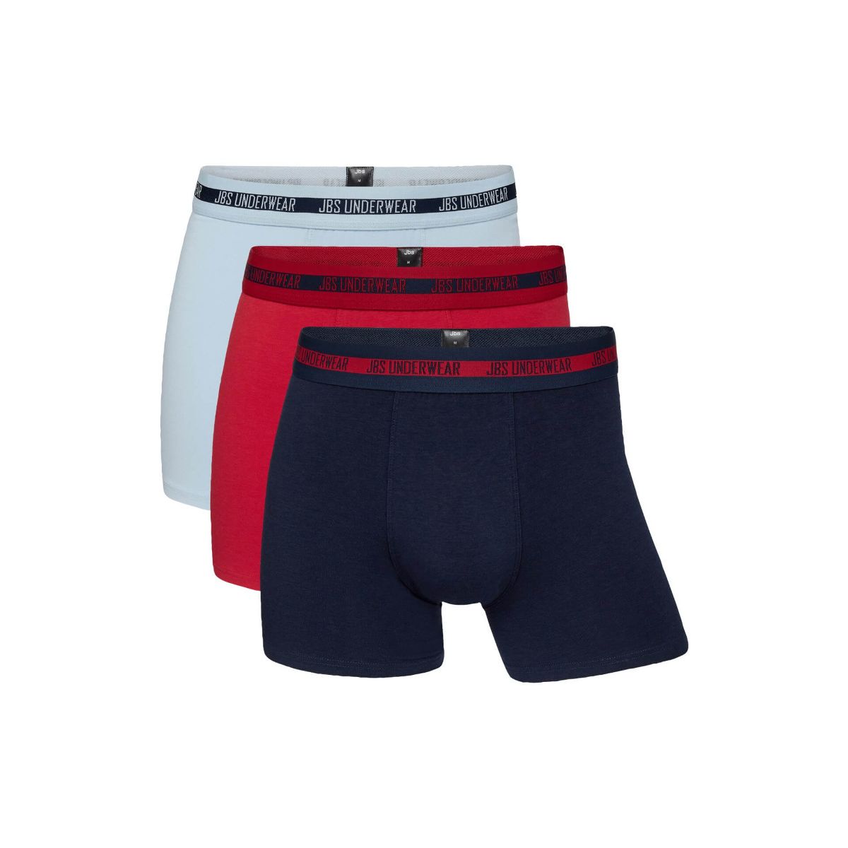 3-pak JBS bambus boxershorts, Navy, rød, lys blå str. L