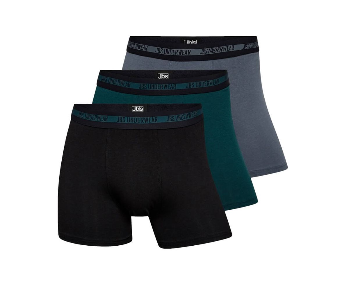 3-pak JBS bambus boxershorts, sort, grøn og grå, str. large