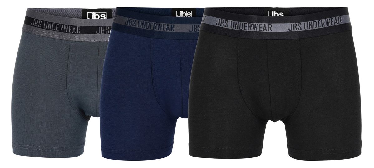 3-pak JBS bambus boxershorts til drenge, sort, grå, navy, str. 11-12 år