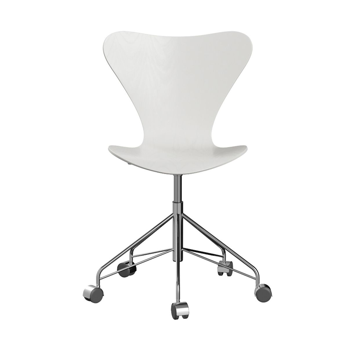 3117 Serie 7 Kontorstol af Arne Jacobsen (Uden polstring, Farvet ask, Hvid)