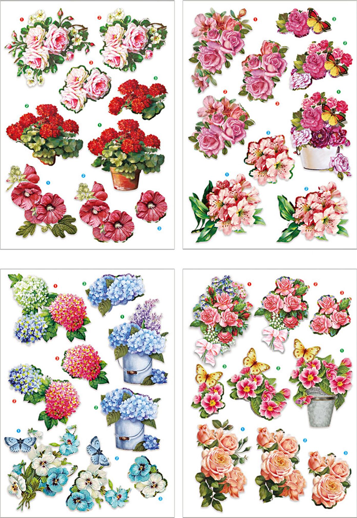 3d Motiver - Blomster - 21x30 Cm - 4 Ark