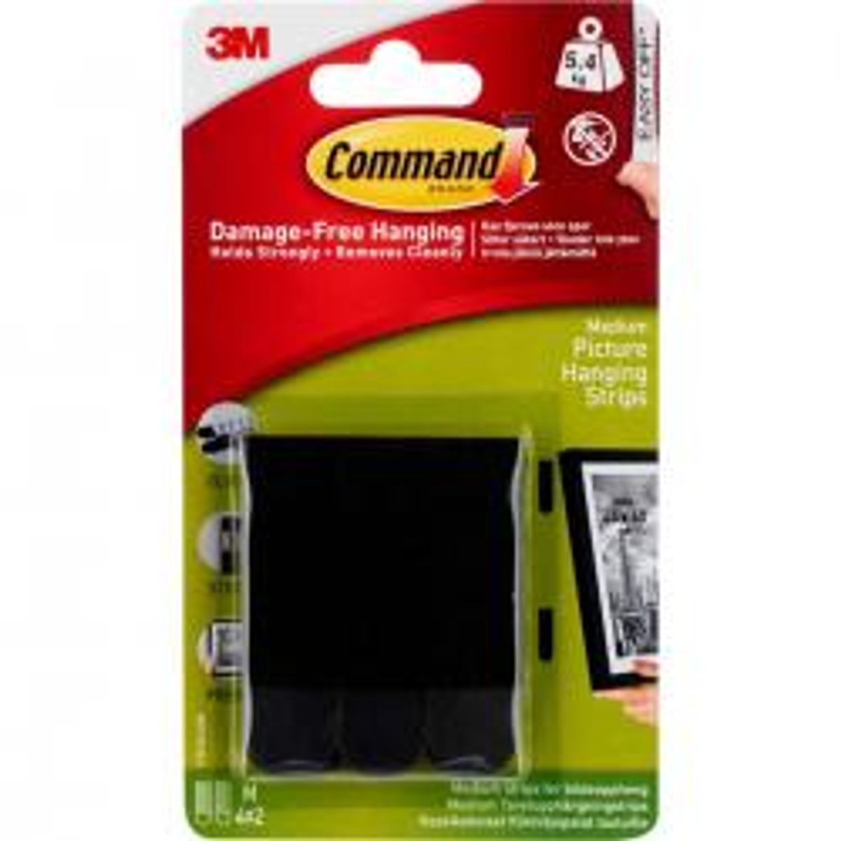 3M COMMAND HANGING STRIPS BLACK MEDIUM SET/4 - Ramme