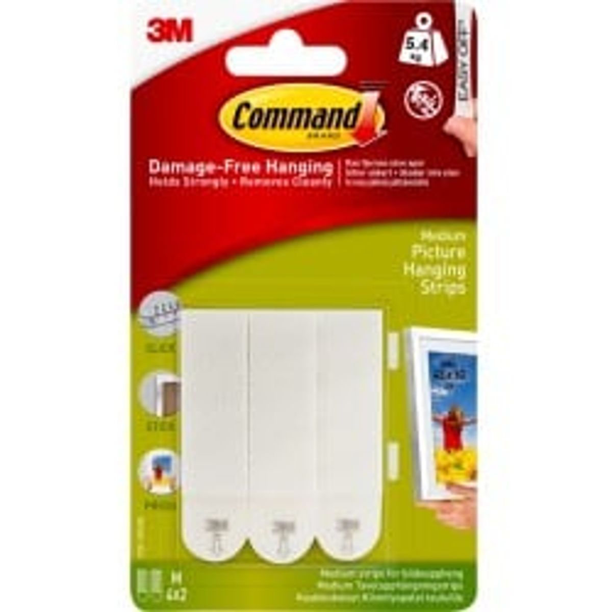 3M COMMAND HANGING STRIPS WHITE MEDIUM SET/4 - ramme