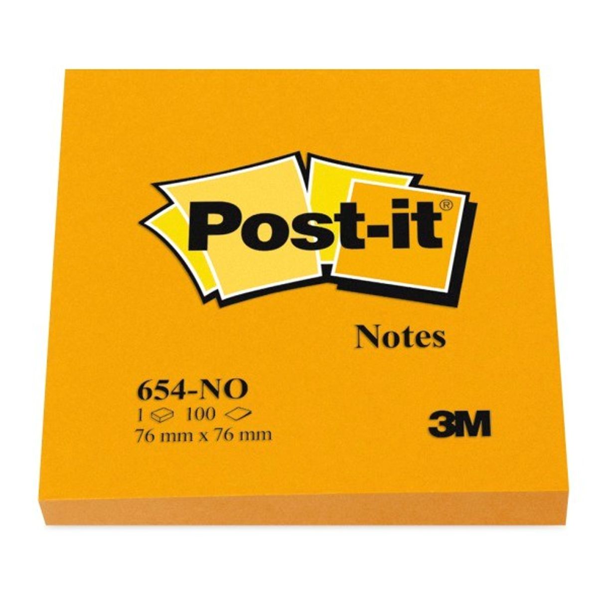 3M Post-it Notes 76x76 Neonorange - 6 stk. blokke