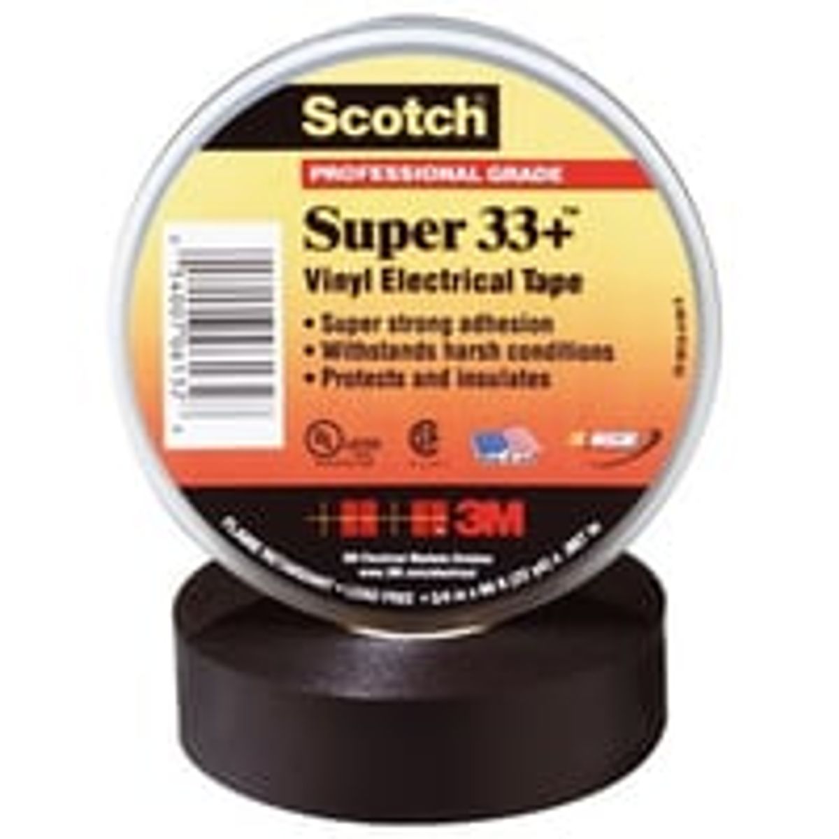 3M - Scotch Super 33+ tape, PVC, 19 mm, sort - 20 meter