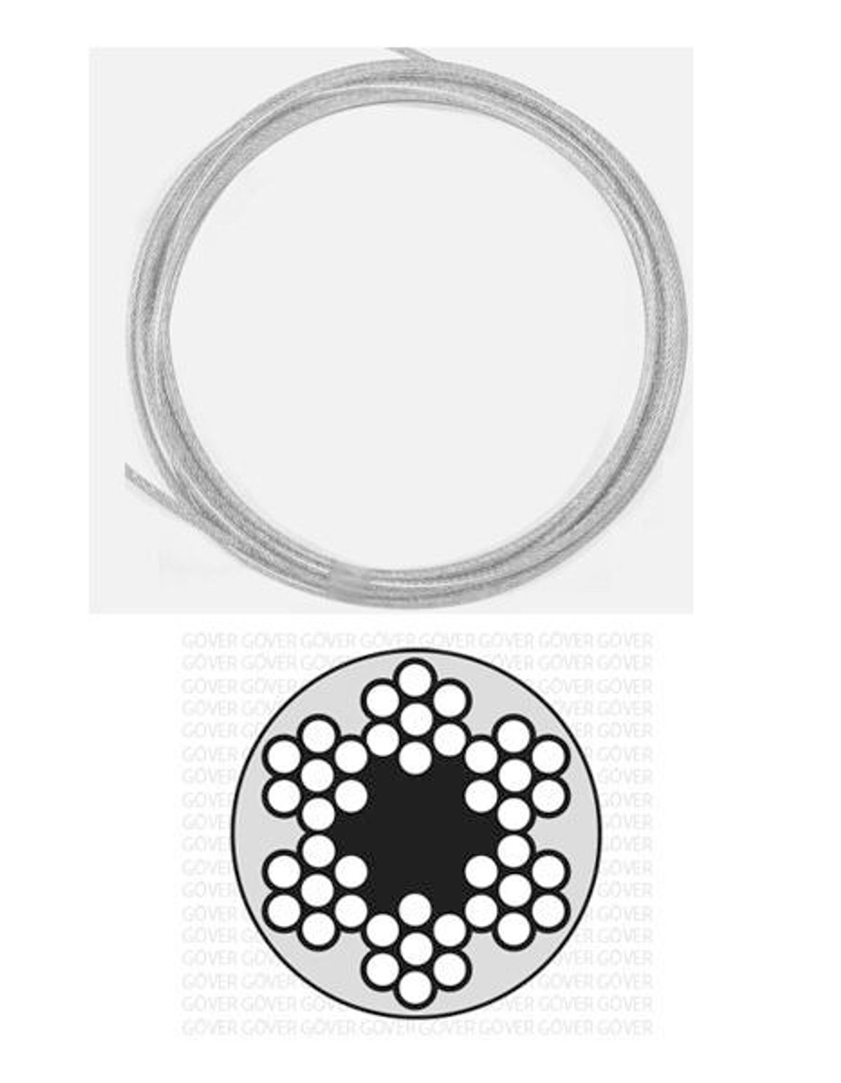 4-3mm x 50meter, 6x7 Pvc-forh. Stålwire