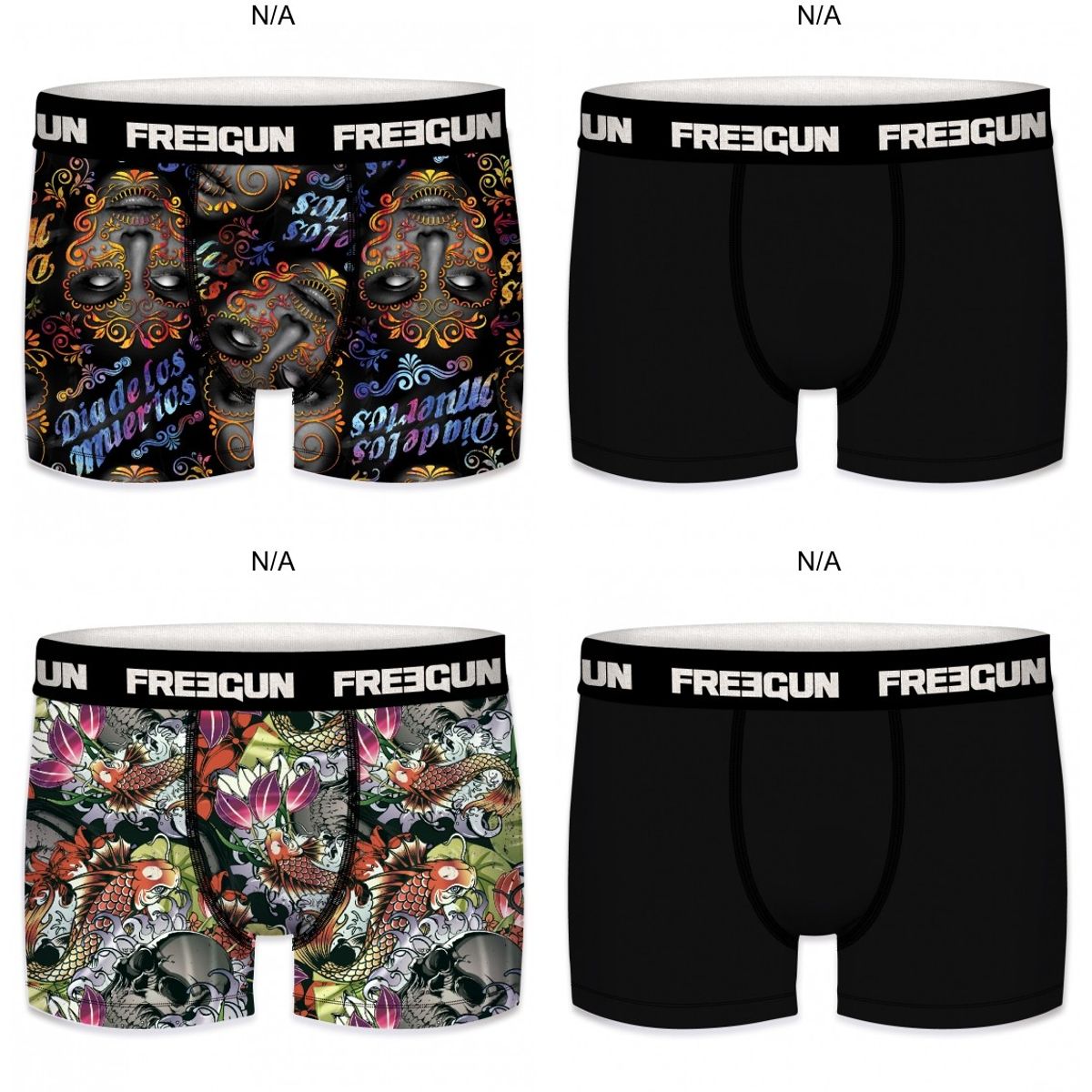 4-pack Microfiber Boxershorts - 2x Funky og 2x Sort - Freegun