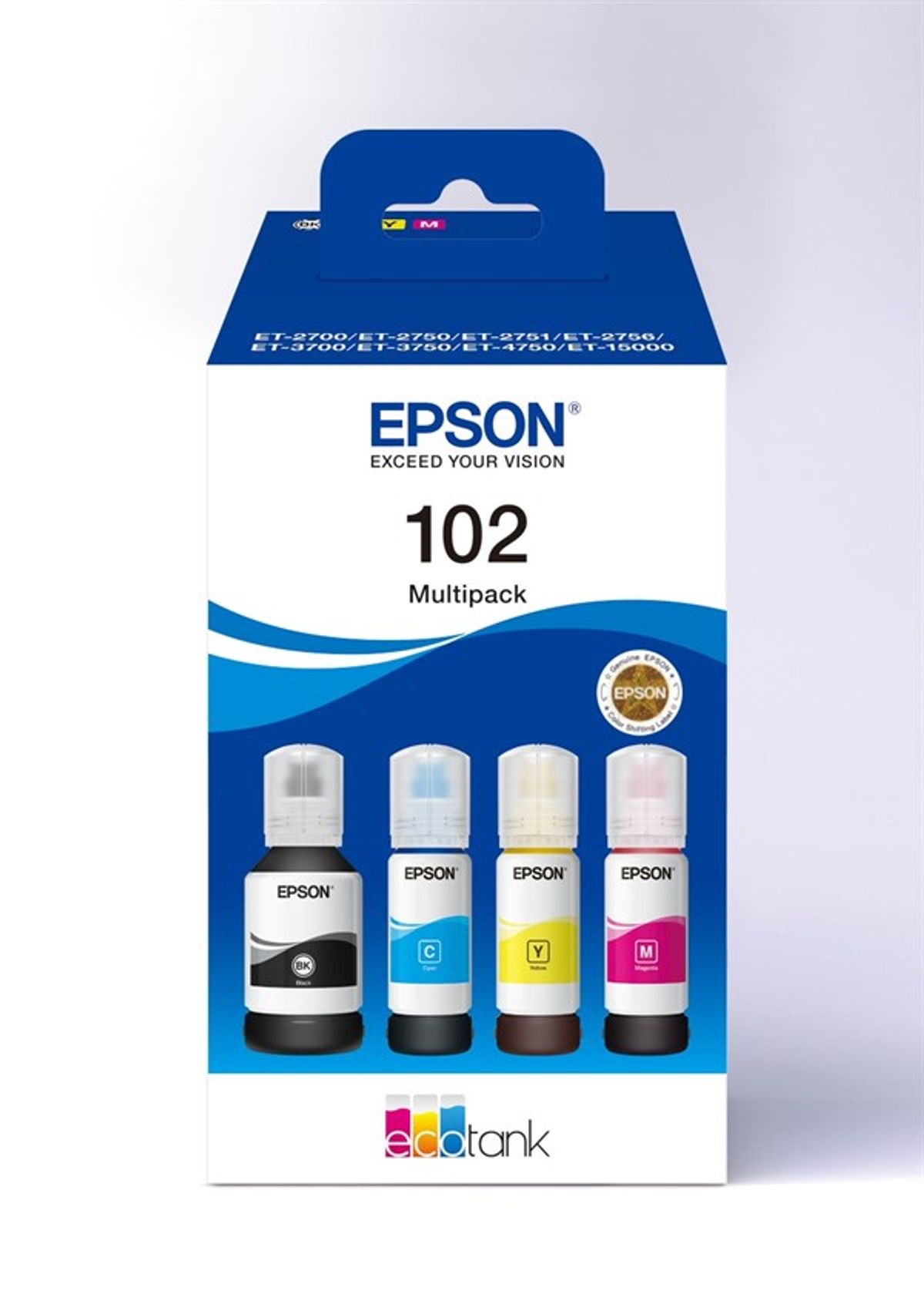 4-pak B/C/M/Y patroner - Epson Nr.102 - 1x127 ml + 3x70 ml.