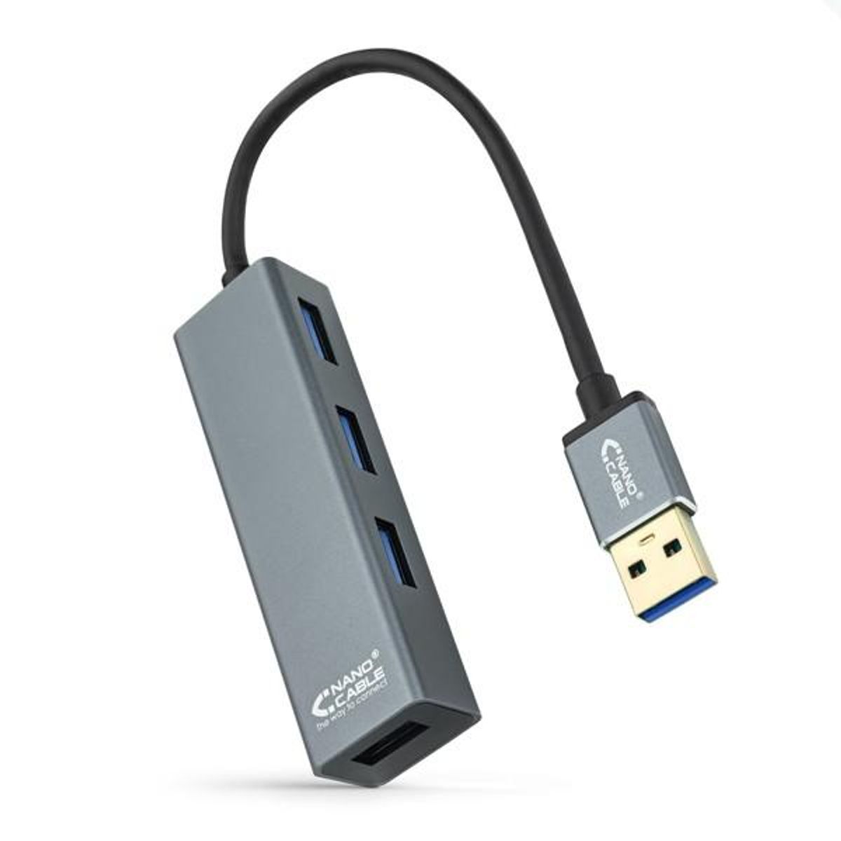 4-Port USB Hub NANOCABLE 10.16.4402 USB 3.0 Grå