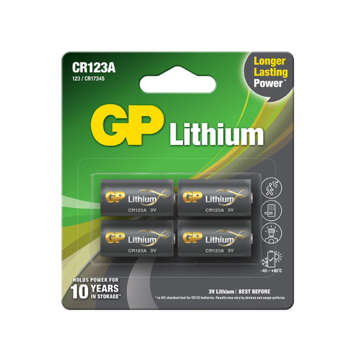 4 stk CR123A / GP Lithium / Foto batteri / 3 Volt