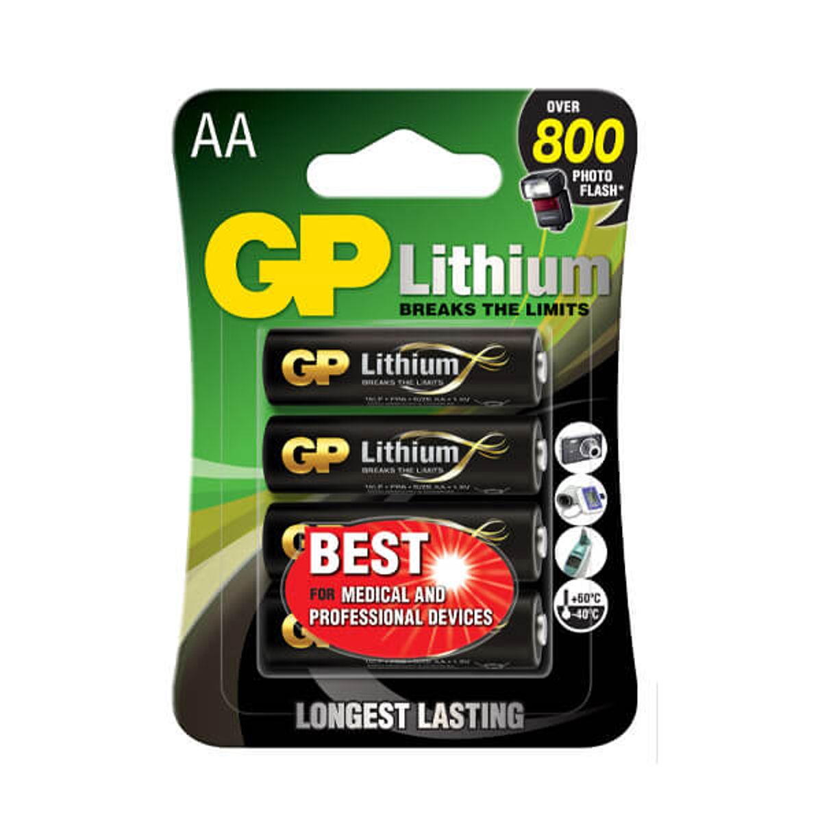 4 stk. GP Lithium AA 1,5 volt