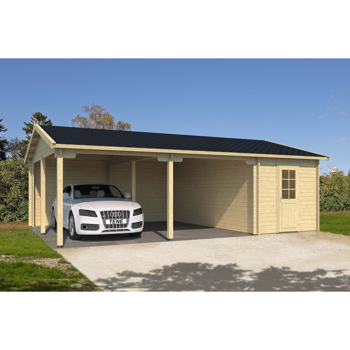 46,9 M² CARPORT - HANS 4 MED SKUR