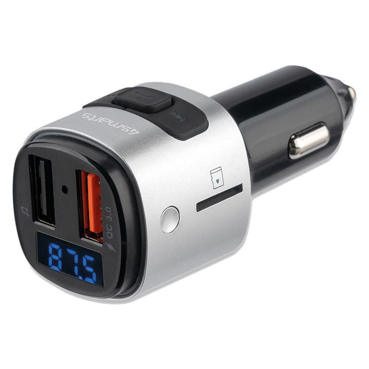 4smarts 2-port QC 3.0 Car Charger og FM Transmitter, Sort