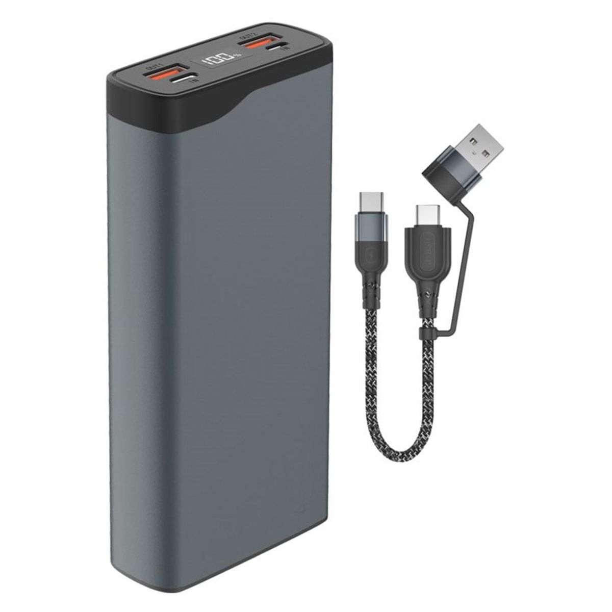 4Smarts VoltHub Pro 20.000 mAh powerbank, 22.5W USB-C PD og QC 3.0, Gunmetal