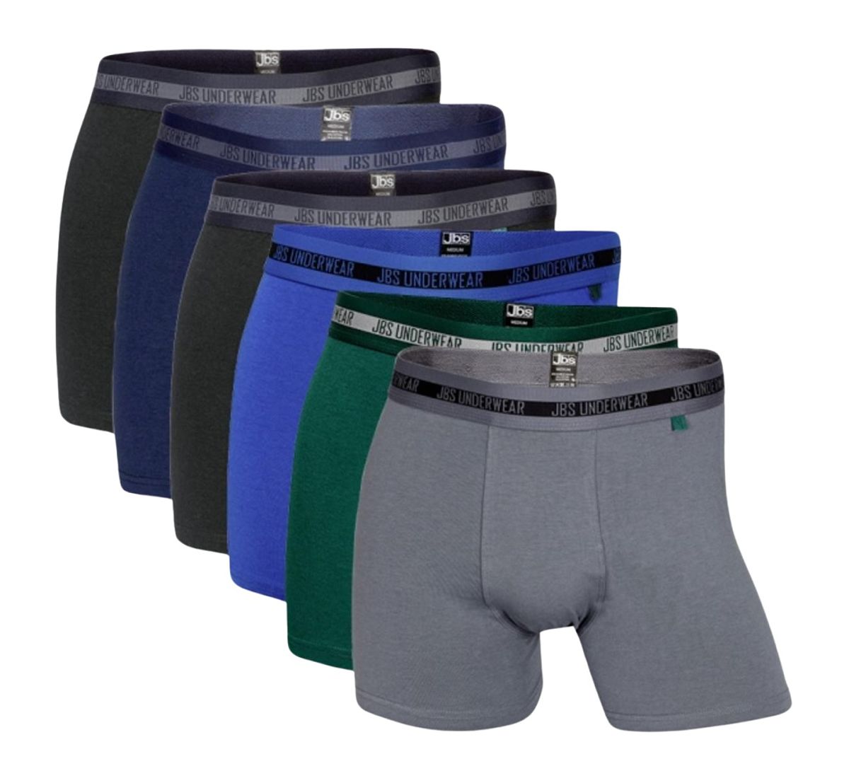 6 par bambus boxershorts fra JBS, multifarvet, str. large