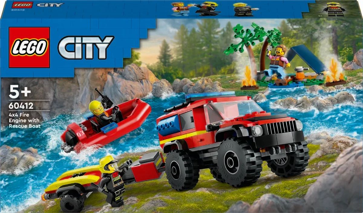 60412 LEGO City Fire Firhjulstrukket brandbil med redningsbåd